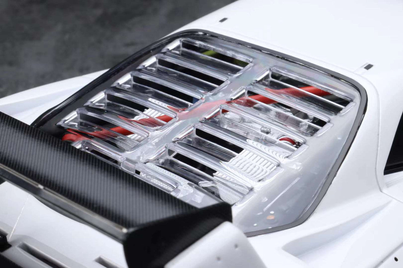 Car grille with a transparent cover on a white car