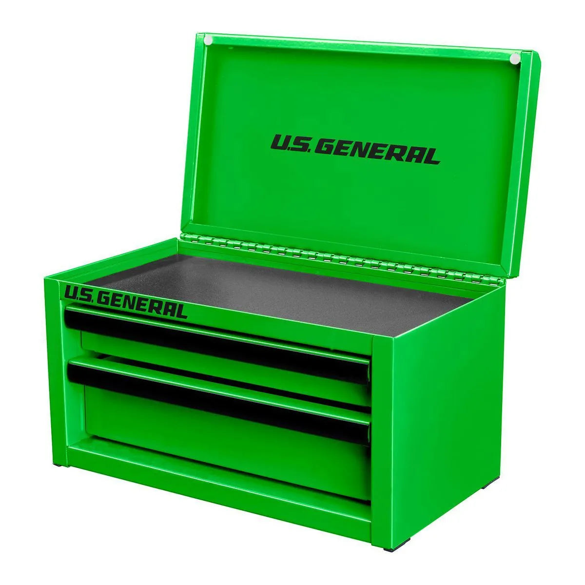 Green tool chest with 'US General' branding on a white background
