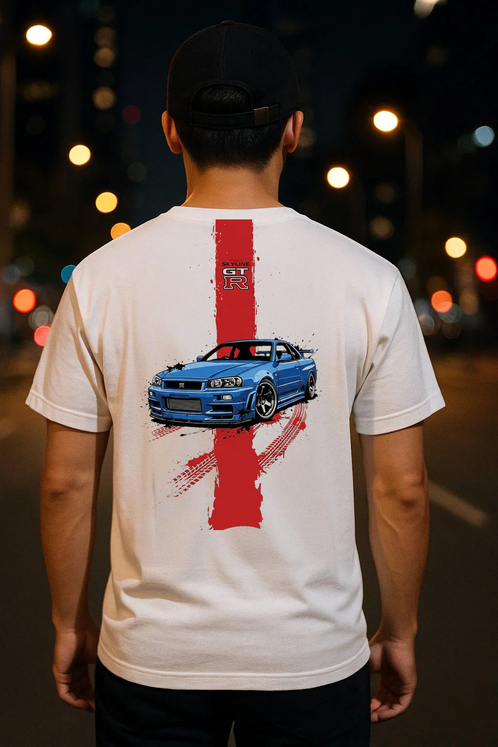 RONIN Nissan GTR R34 Tee — White | Premium Automotive Streetwear (Limited Edition)
