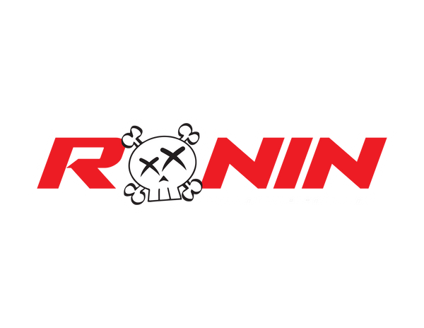 Ronin logo with a skull design on a white background