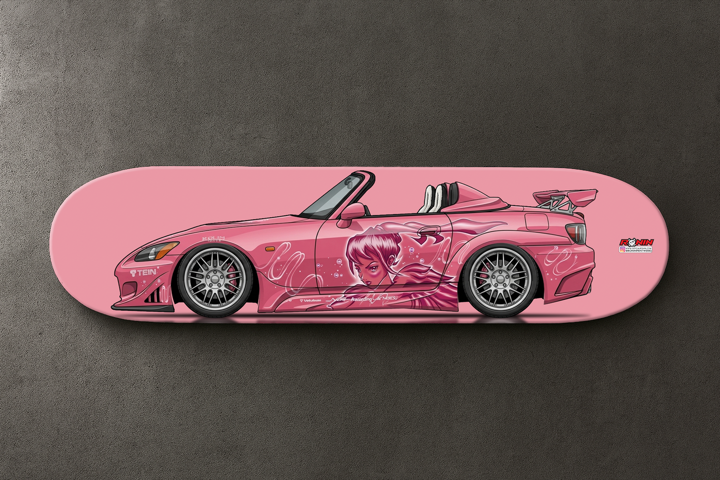 Custom Illustrated Maple Skate Decks — (Pink Honda S2000)