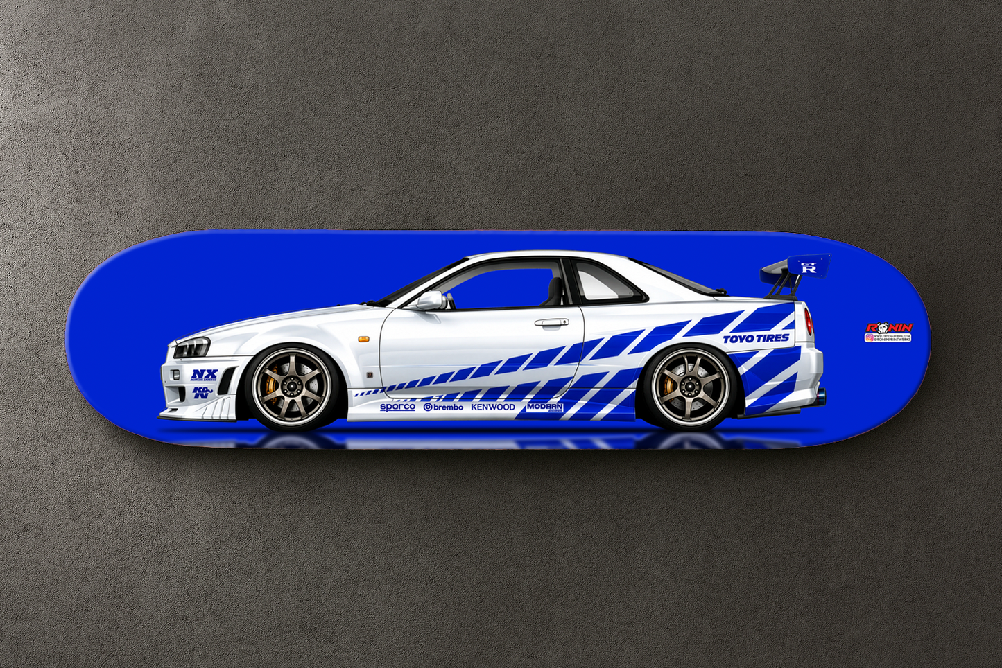 Custom Illustrated Maple Skate Decks — (GTR R34)